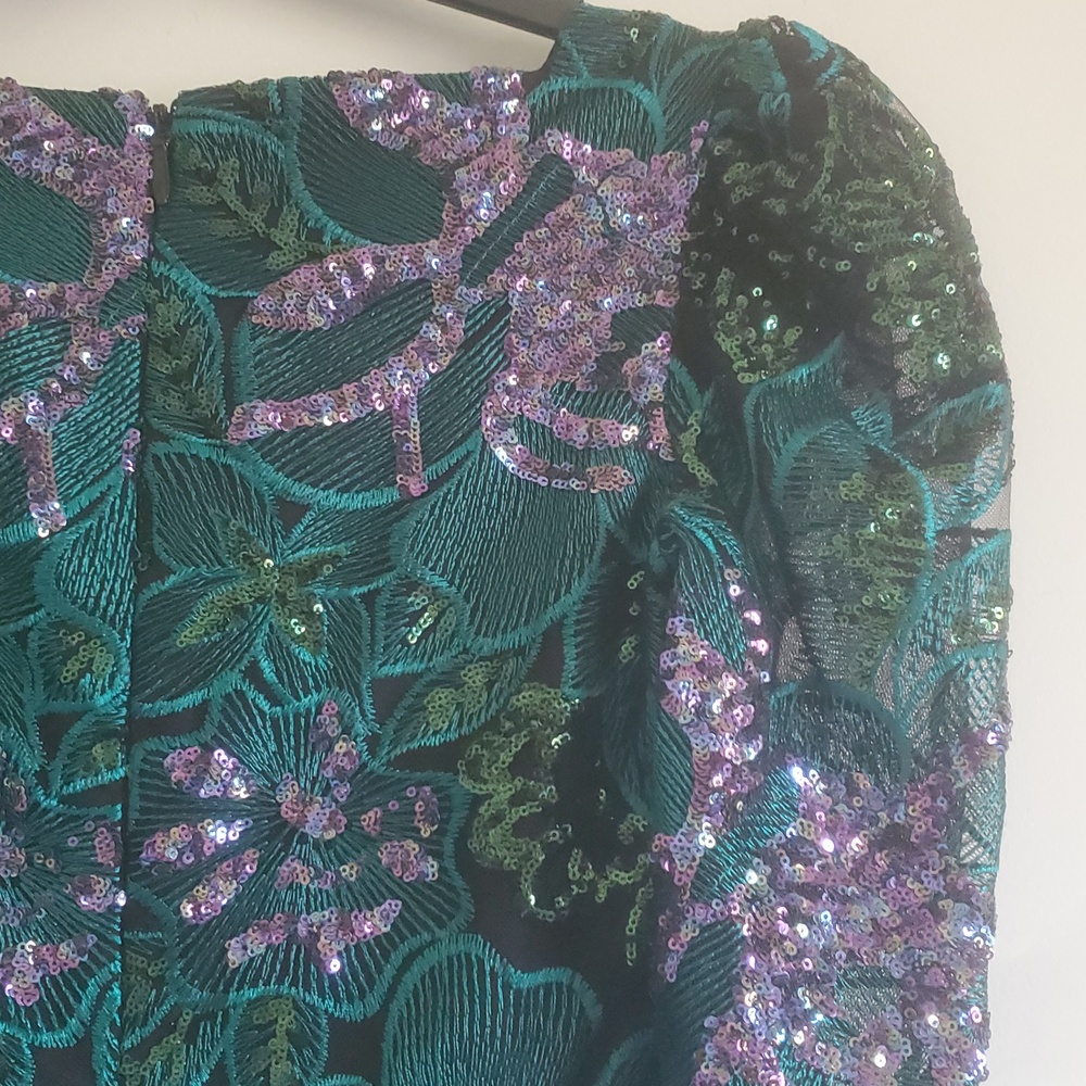 NEW HELSI ALICE FLORAL EMBROIDERED SEQUIN LONG SLEEVE COCTAIL DRESS. SIZE:SMALL - Picture 11 of 14